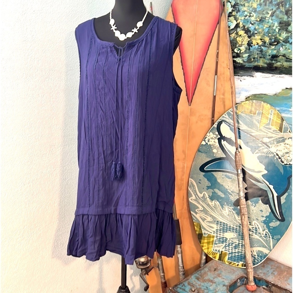 ⭐️Haani, Navy Casual Dress, Tasseled,Completely Lined, Excellent Condition, PXL - Picture 3 of 9